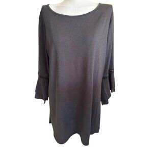 Lildy Black Round Neck 3/4-Sleeve Pullover Tunic Top Women's Sz L-XL
